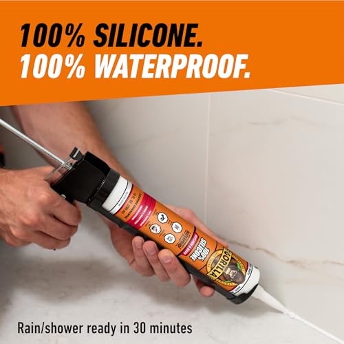 Gorilla 100% Silicone Caulk Kitchen & Bath Sealant, Mold Resistant, 10 oz. Cartridge, White by GORILLA - Image 5