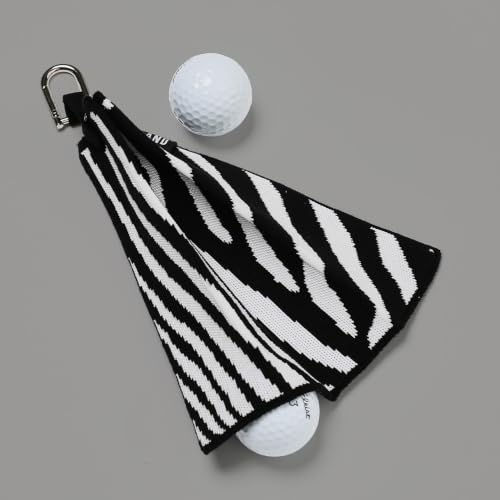 Image of ANDGOLF Pleats Ball Towel, Funky Golf Towel, I Use This Towel to Wash My Ball, Golf Gifts - Golf Accessories, Embroidered Golf Towels for Bags with Clip, Colorful (Zebra)