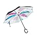 Produktbild rodde mit C-förmigem Griff Reverse Double Layer Inverted Umbrellas für Regen Outdoor Boho Style Windproof Sticks