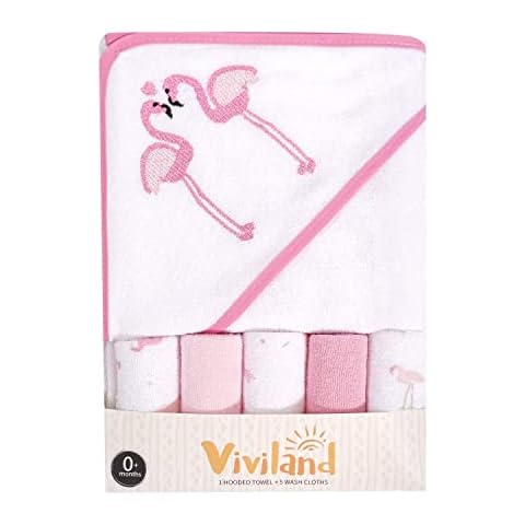 Viviland Baby Hooded Towel, Soft Touch and Strong Absorption Washcloths, Great Gift for Infants and Newborn, 66×76cm, 6 Pack Cover