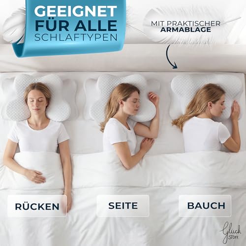 Glückstoff® Orthopädisches Kissen (Zertifiziert für alle Schlaftypen) Kopfkissen Nackenschmerzen...