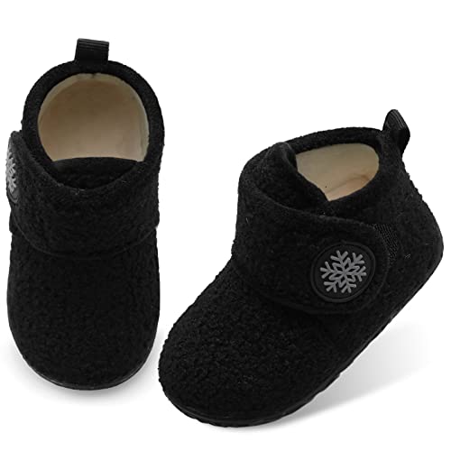 Leisfit LF-A03KDMX-BLACK-132 Baby Booties Boys Girls Boots Infant House Slippers Warm Soft Lightweight House Shoes thumb #5