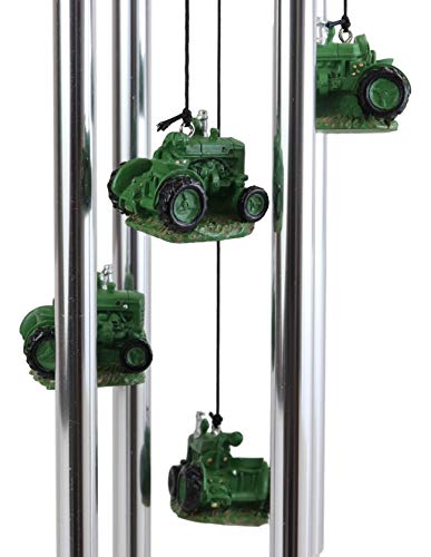 Ebros Gift Old Fashioned Vintage Country Agricultural Farm Green Tractor Model Resonant Relaxing Wind Chime Patio Garden Accent Of Rustic Countryside Farming Cottage Theme thumb #2