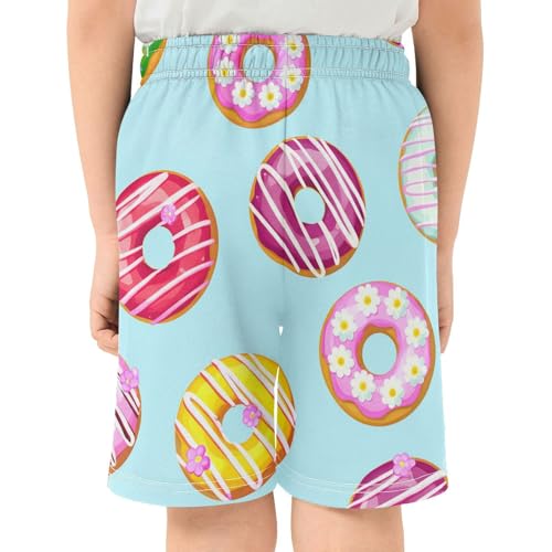 J JOYSAY Iced Donut Flower Toppings Boys Athletic Shorts Kids Youth Casual Shotrs with Pockets Elastic Waistband3