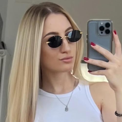 Retro Small Oval Metal Sunglasses - Polarized UV400 Rimless Vintage Driving Outdoor Shades2