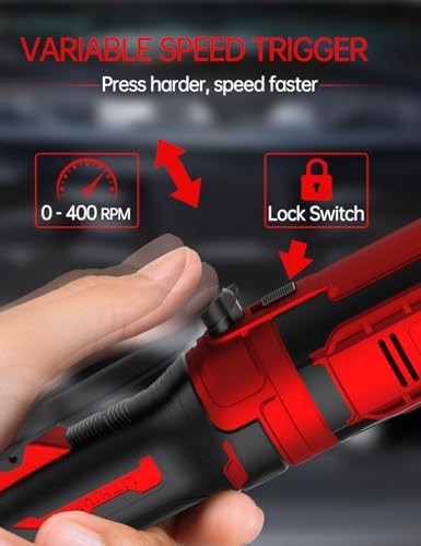 1/2 Inch Cordless Ratchet Wrench, for Milwaukee M18 Battery, 88Ft-Lbs, 0-400RPM, Electric Ratchet Wrench Set with Variable Speed Trigger, Reinforced Head, R&F Switch, 7 Sockets, 3/8" to 1/4" Adapter