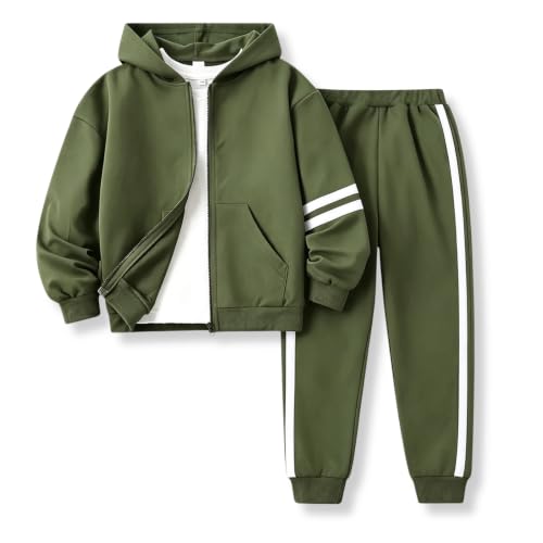 Voxikodex Boys 2 Piece Outfits Zip Up Sweatsuit Set Hoodie & Pants Set 6-7Y