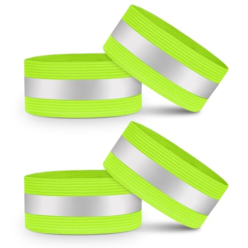 VERY IMPORTANT RUNNER - 4 Brazaletes Deportivo para Correr - Reflectantes para Correr, Brazalete Reflectante Running Alta Visibilidad, Banda Reflectante Brazo Pulsera Tobillo Muslos Bíceps