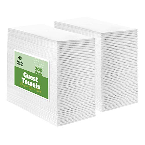 [200 Pack] Linen-Feel Guest Towels - Disposable Cloth Dinner Napkins, Bathroom Paper Hand Towels, Wedding Party Napkins