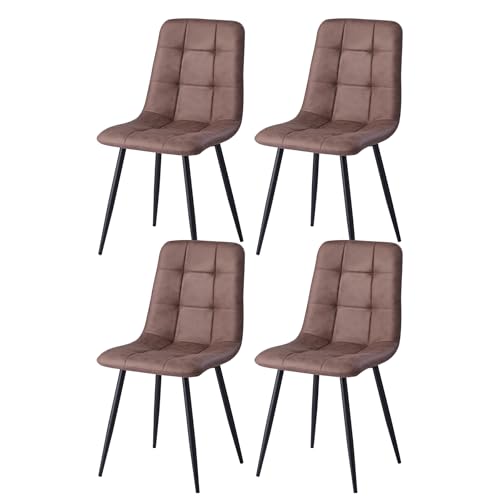 GrandCA HOME Lot de 4 Chaises de Salle à Manger Chaises de Cuisine Modernes avec Pieds en Métal, Chaises de Salle à Manger Rembourrées Tissu Imperméable...