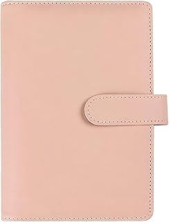6 Ring Budget Binder Refillable Small PU Leather A6 Notebook Cover Loose Leaf Personal Planner Passport Photocard Organizer Holder Journal Protector with Pockets for School Office Travel