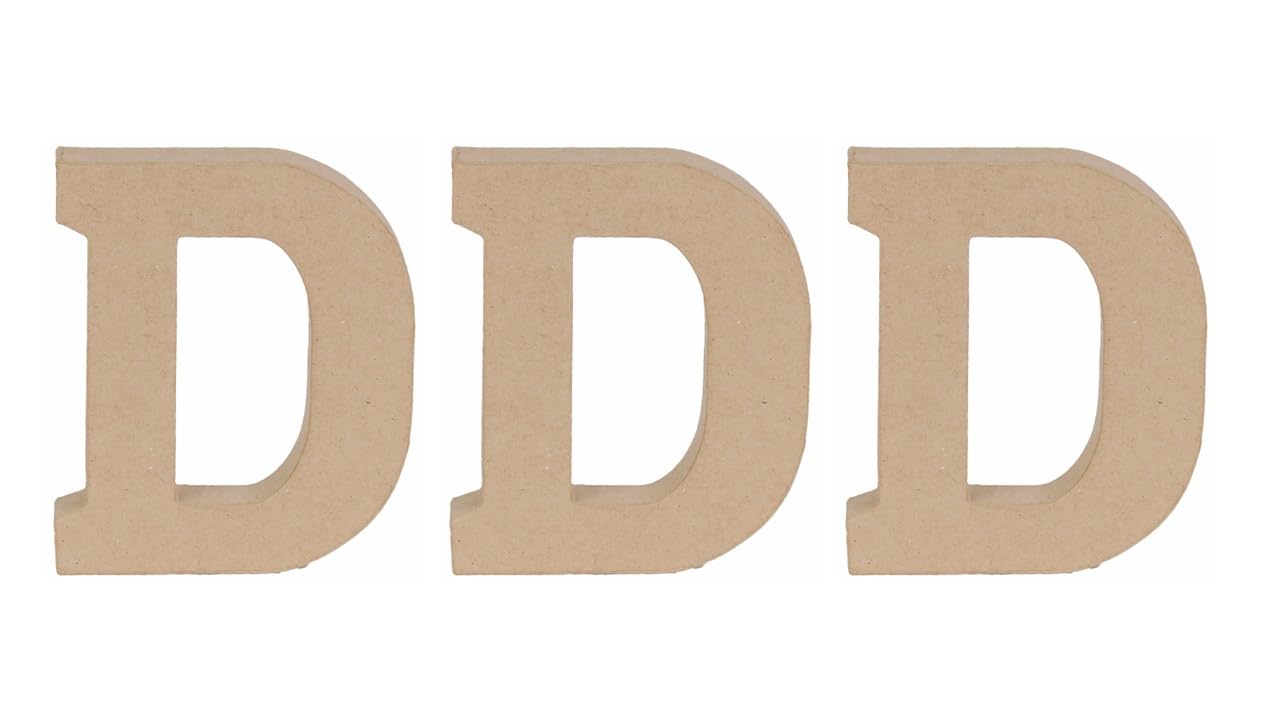 Décopatch AC855Cpack - Un Lot de 3 Supports en Papier brun mâché 16,5x2,5x20 cm, Lettre Majuscule D