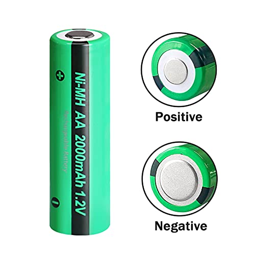 AA Batterie,2000mAh 1,2V NiMH Industries Batterie Wiederaufladbar Flat Top Akkus,4 Stück,PKCELL – Bild 5