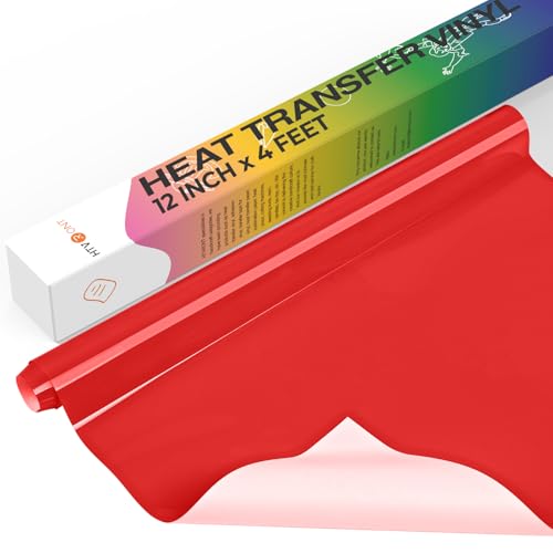 Image of HTVRONT Heat Transfer Vinyl Roll -12 inch x 4FT Red HTV Vinyl for T-Shirts, Red Iron on Vinyl for All Cutting Machines - Easy to Cut & Weed for HTV Heat Transfer Vinyl Design