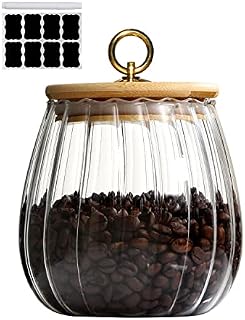 karadrova Glass Storage Jars with Wood Lid, 1x750ml 10.5x13cm, Medium Glass Jars, Bamboo Lids, Borosilicate Lightweight Storage Containers for Nuts Coffee Grains