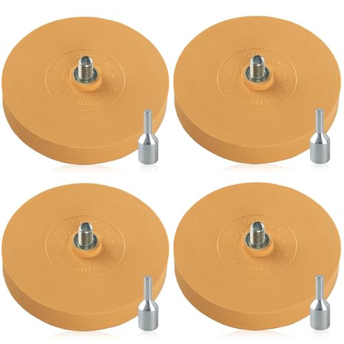 Folienradierer mit Adapter, 4 Stück Radierscheibe, Radierer Gummi Aufkleber, Langlebige Radierscheibe Gummi Effizienter Folien Radierer von Aufklebern, Folien und Kleberesten auf Autos und Motorrädern