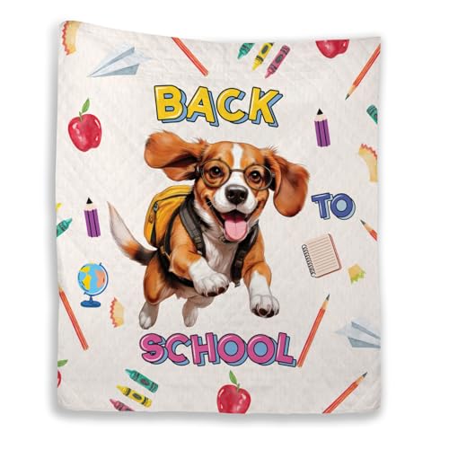 Ninety3POD Back to School Cute Beagle Quilt Blanket Beagles Dog