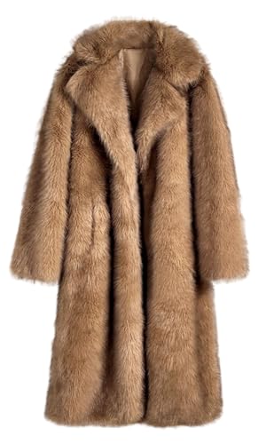 LISHUVICKSIONSTU Women's Shaggy Faux Fur Warm Maxi Overcoat Outwear,Fluffy Winter Parka Long Jackets Coats