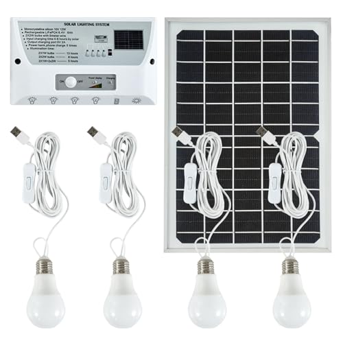 Lovefindahome Solar Powered Indoor & Outdoor Pendant Lights with 4 LED Bulbs, Each 5m Cord...