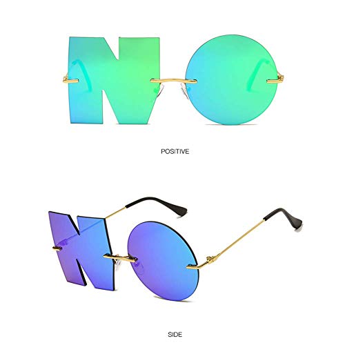 Image of ENTHYI Letter NO Party Rimless Irregular Design Sunglasses For Men /Women UV400 Streetwear Eyewears