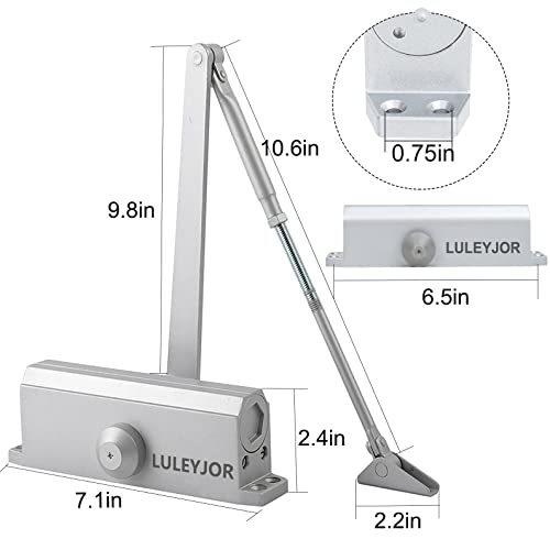 Door Closer, Automatic Residential Closers, Size 3 Spring Hydraulic Auto Door Closers, Easy Installation,Silver #TOP1
