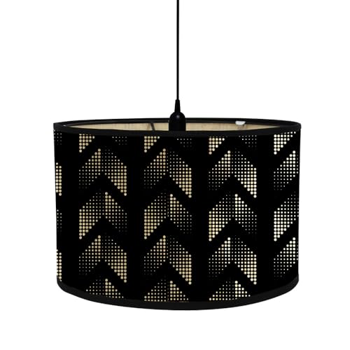 Morbuy Round Lampshades for Table Lamps, Modern Black White Diameter 30cm Drum Bamboo Lampshade Pendant Lamp Shade Home Decorative for Wall Lamp, Bedside Lamp, Floor Lamp (Style F)