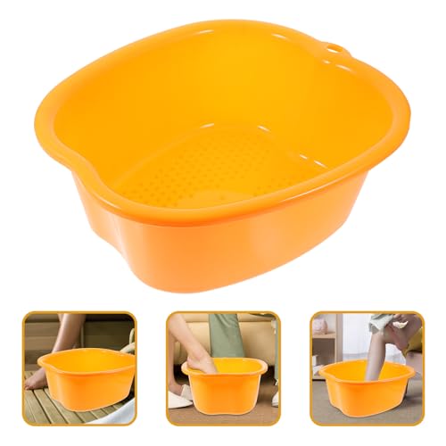 Cubo para baño de pies con diseño de puntos de masaje naranja miniatura 4