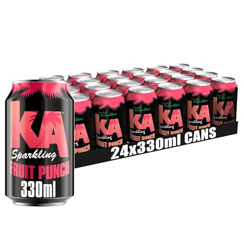 KA Caribbean Fruit Punch Fizzy Drinks - Traditional & Authentic Caribbean Jamaican Style Sparkling Drink - Soft Drinks Multipack - Fruit Punch Soda Drinks Bulk Pack - 24 x 330ml Cans