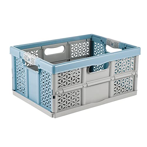 keeeper Stabile Profi-Klappbox mit Soft-Touch Griffen, 48,5 x 35 x 23,5 cm, 32 l, Lea, Nordic Blue