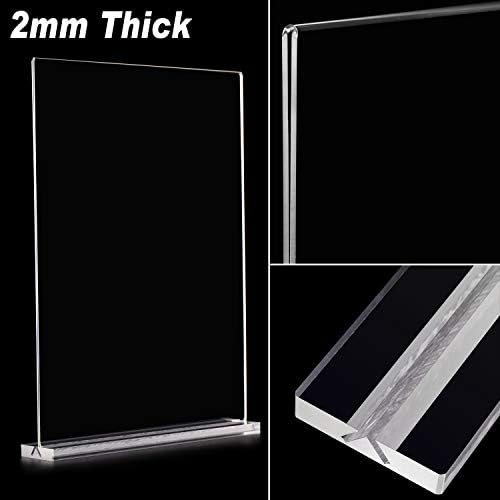 A5 Acrylic Sign Holder (6 Pack) Plastic A5 Display Stands, Clear Table Menu Holders Poster Sign Stands for Counter Shop Restaurant Hotel Office (T-Shape, Double-Side)