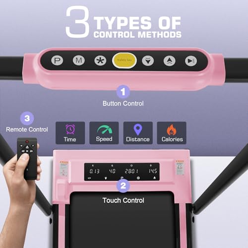 Image of Foldable Treadmill with Incline, Walking Pad Treadmill with Adjustable Height & Removable Desk Workstation, 300 LBS Weight Capacity, Portable Treadmills with Desktop for Home Office