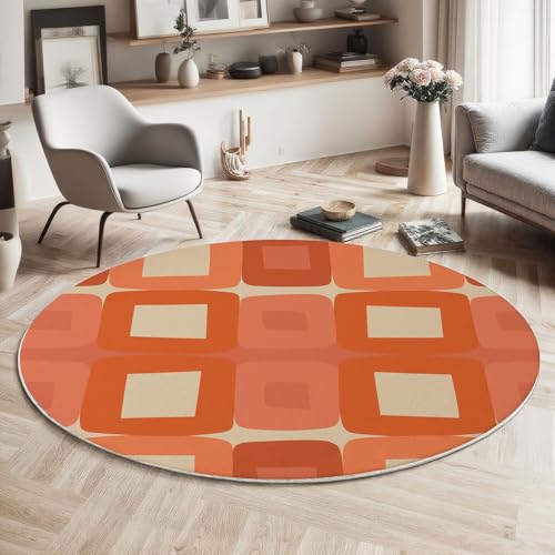 Tapis géométrique moderne orange lavable et antidérapant de 60cm - 3