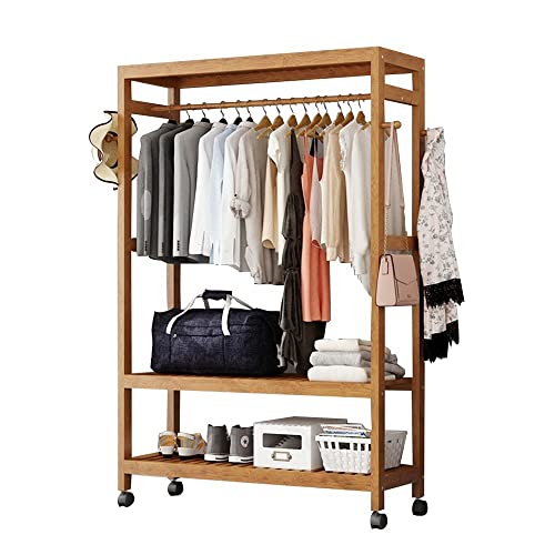 CYGUN Multifunción Perchero sobre Ruedas Madera Sólida 100x35x165cm Cover