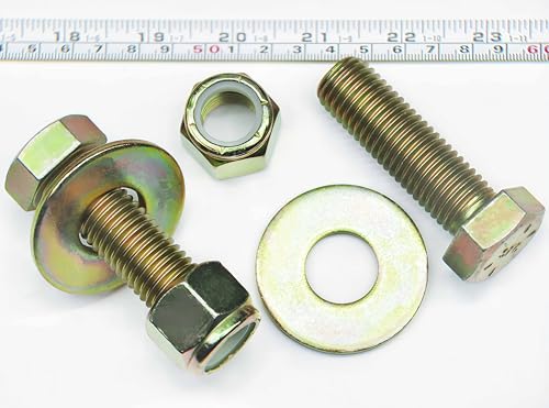 Image of 3 /4 inch x 2-1 /2 inch Hex Head Bolt by Color Galvanization with Nylon Lock nut and Large Size Washer Assortment Kit,Alloy Steel,Grade 8.(4pcs Pack). by Metalsuberg