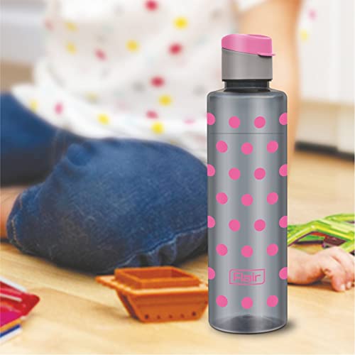Image of Flair Polka Water Bottles with Fliptop Lid Set of 6 Pcs 1000 ML (Pink)