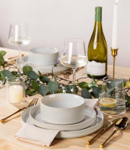 Image of TheTerra Ceramic Dinnerware Set for 6, 18-Piece Plates and Bowls Set