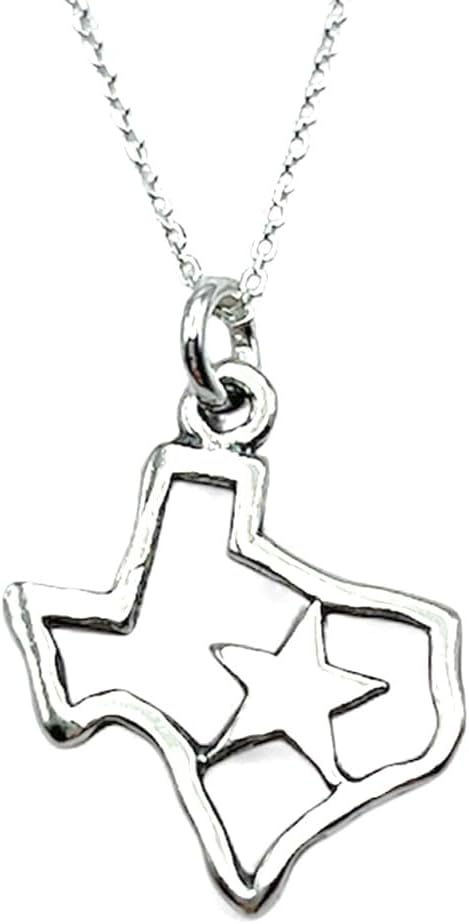 Sterling Silver Texas Charm Necklace, 18"