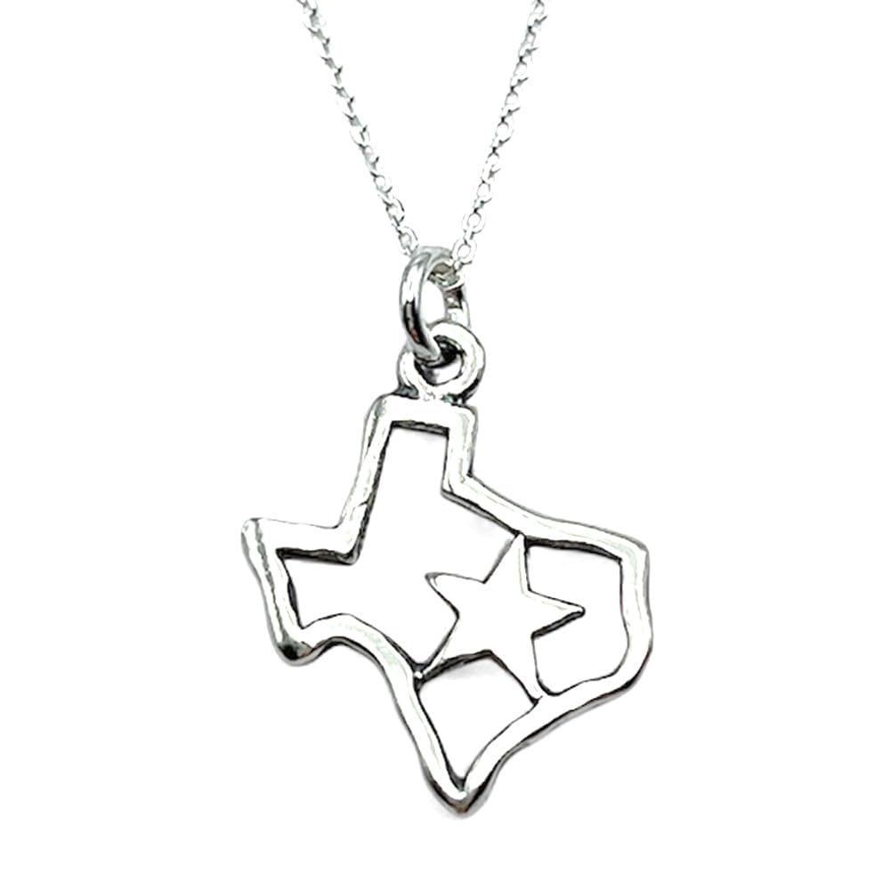 Sterling Silver Texas Charm Necklace, 18"