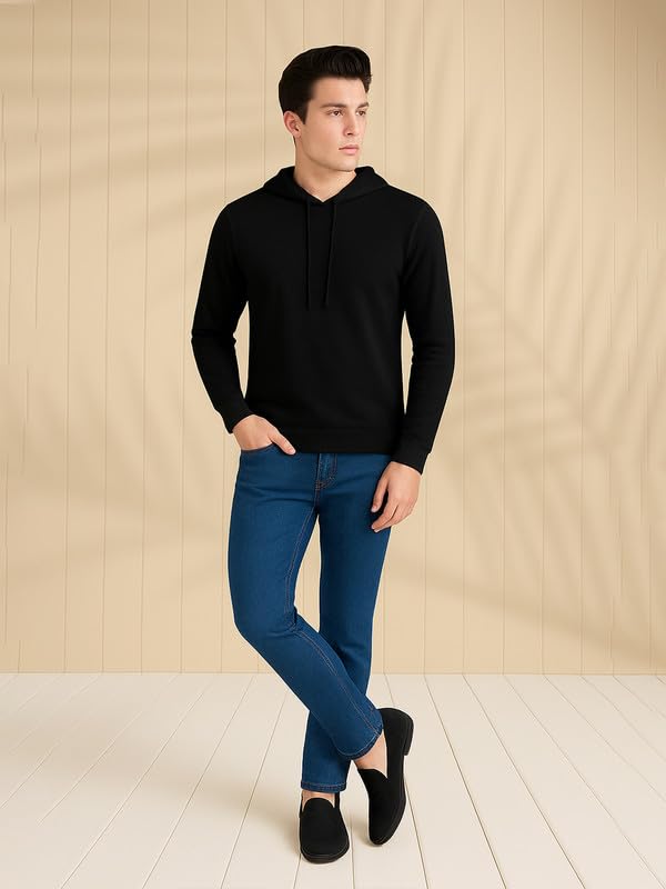 Friskers Men Full Sleeve Solid Hoody Tshirt | Full Sleeve Without Rib Hoody Men T-Shirt Black 4