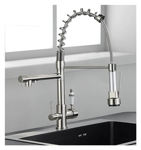 Robinet de cuisine à 3 modes mitigeur eau chaude et froide buse rétractable - 2