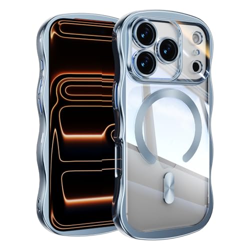 �y�E�F�[�u�f�U�C�� ���� MagSafe�Ή��z iPhone 17 Pro Max �p �P�[�X �J���������Y�ی� ���b�L���H �ϏՌ� �X�g���b�v�z�[�� �A�C�t�H��17�v���}�b�N�X �N���A �J�o�[ (�u���[)