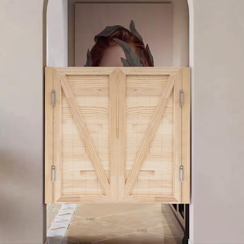 Swinging Doors Cafe Doors, Interior Wood Swing Door, Saloon Cafe Doors, Auto Close Swinging barn Door Swinging Door, Bar Porch Entrance Counter (Log Color, 35.43 * 35.43in)