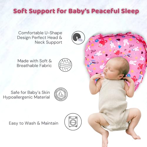 Image of Bibs&Cribs Mustard Seed Baby Pillow for Newborn Babies, Soft Cotton Infant Pillow with Breathable Fabric Cover, Lightweight Baby Bedding Essential for Daily Use, Boys & Girls