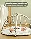 Fortella Spielbogen Baby, Spielmatte mit Bauchzeit Kissen und 5 Sensorik Spielzeug Abnehmbarem,Naturthemen Krabbeldecke für Babys ab der Geburt, Neugeborene & Kinder, 0-6-9-12 Monate-Salbeigrün
