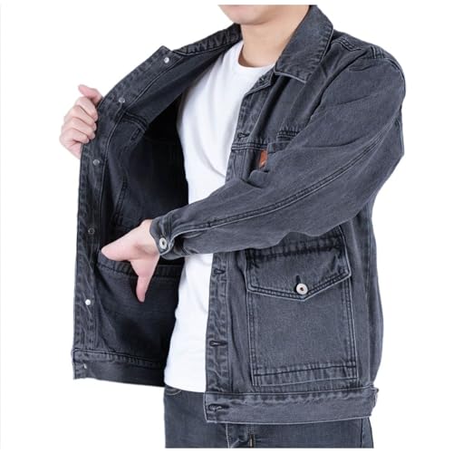 MRVTESYN Mens Long Sleeve Button Down Jackets Vintage Solid Color Fashion Coats Casual Collared Shacket Jacket with Pockets