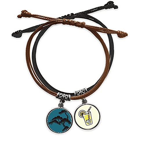 Bracelet culture japonaise bleu en cuir tressé et chaine ajustable robuste