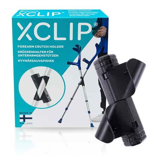 XCLIP Unterarm Krückenhalter für runde Gehstöcke mit 64-72 mm Umfang X-förmiges Design - für unterwegs leichte tragbare Gehstock Halterung - einfach zu verwendendes Krücken Zubehör