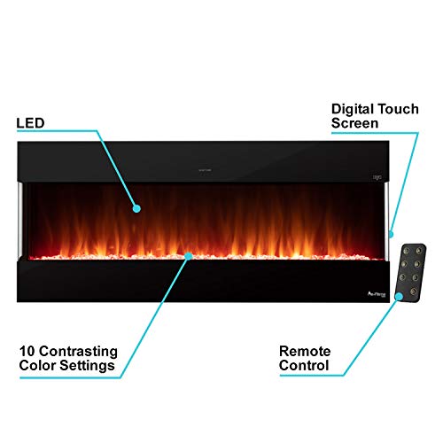 E-Flame Usa Hampshire 50-Inch Wall Mount/Wall Insert Led Electric Fireplace Heater With Timer - Realistic 3-D Logs And Fire Effect #TOP1