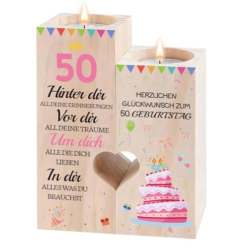 Belillpipi 50 Geburtstag Frau Mann Geschenk, Kerzenständer Geschenke 50. Geburtstag, Deko 50 Geburtstagsgeschenk Für Frau, Mama, Oma, Schwester, Freundin