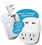 Ceptics Universal Travel Adapter kit, Dual USB (QC 3.0) + 2 US outlets + USB-C Cable, Use with Chargers, Cell Phones, Laptops, 6 Plug attachments for Worldwide use (Does Not Convert Voltage) (WPS-2B)